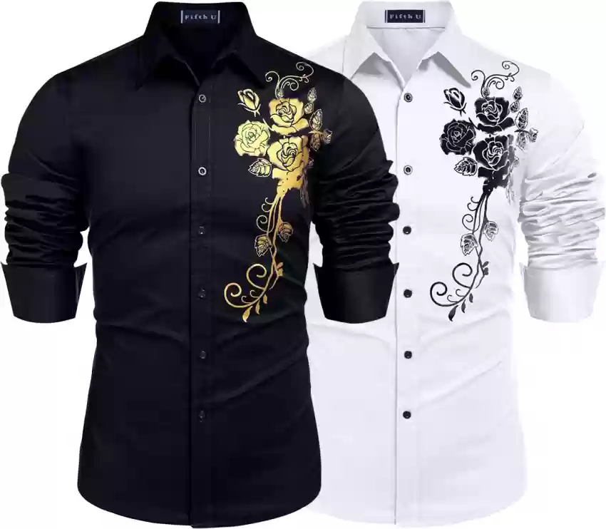 299 Rs Only Flower Style Casual Men Shirt Long Sleeve thesparkshop.in